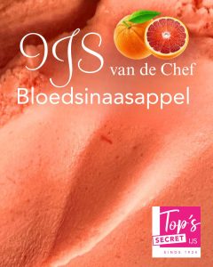 bloedsinaasappel ijs als ijs van de chef bij topssecret ijs en topsedelgebak inbilthoven en soest