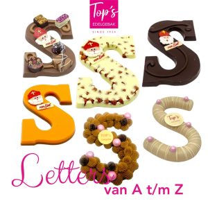 Chocolade letters van A t/m Z uit eigen chocolaterue van topssecret ijs van topsedelgebak bilthoven, soest en zeist