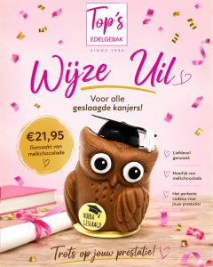 Wijze Uil Tip van de Chocolatiers van topsedelgebak in bilthoven, soest en zeist